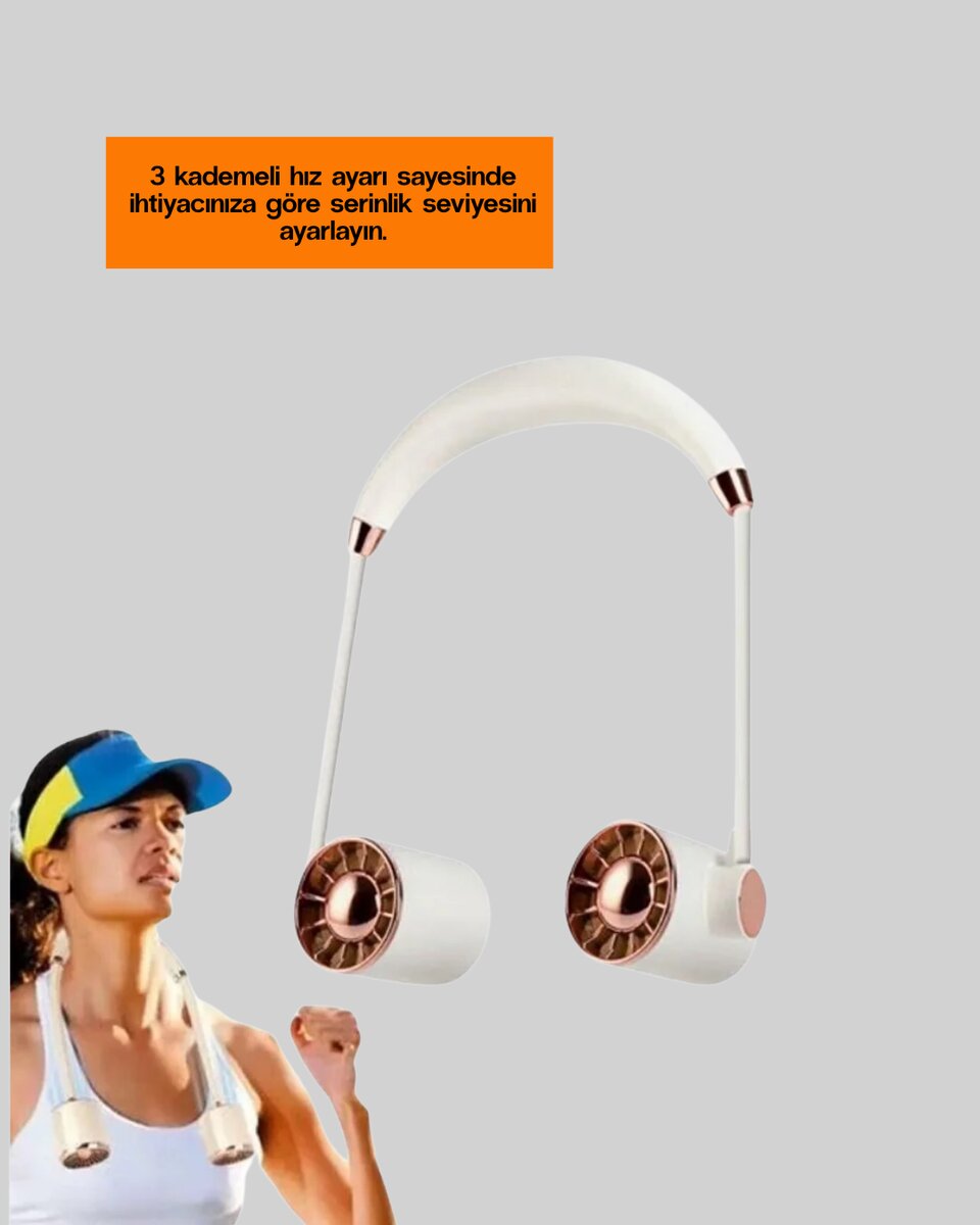 Boyun Askılı Katlanabilir Fan 1000 mAh USB Şarjlı Taşınabilir 3 Boyun Askılı Katlanabilir Fan 1000 mAh USB Şarjlı Taşınabilir - Görsel 3