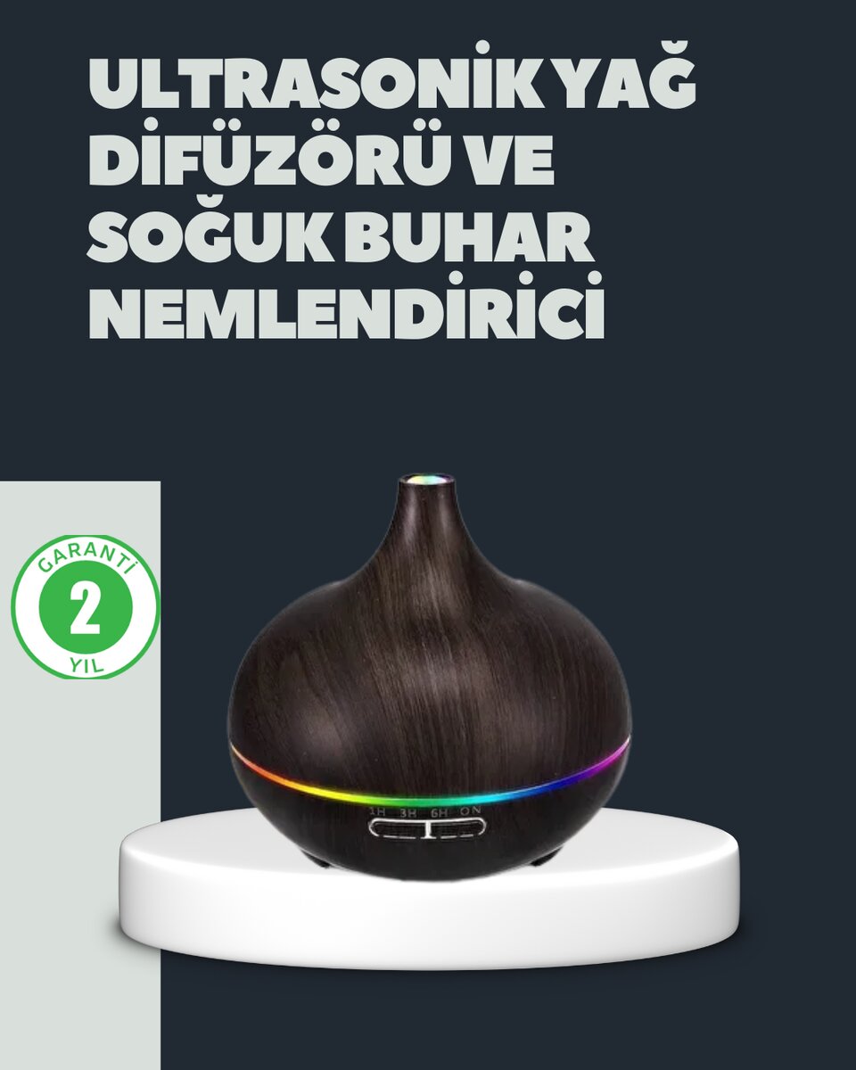 550ML Ultrasonik Hava Nemlendirici ve Aromaterapi Difüzörü 1 550ML Ultrasonik Hava Nemlendirici ve Aromaterapi Difüzörü