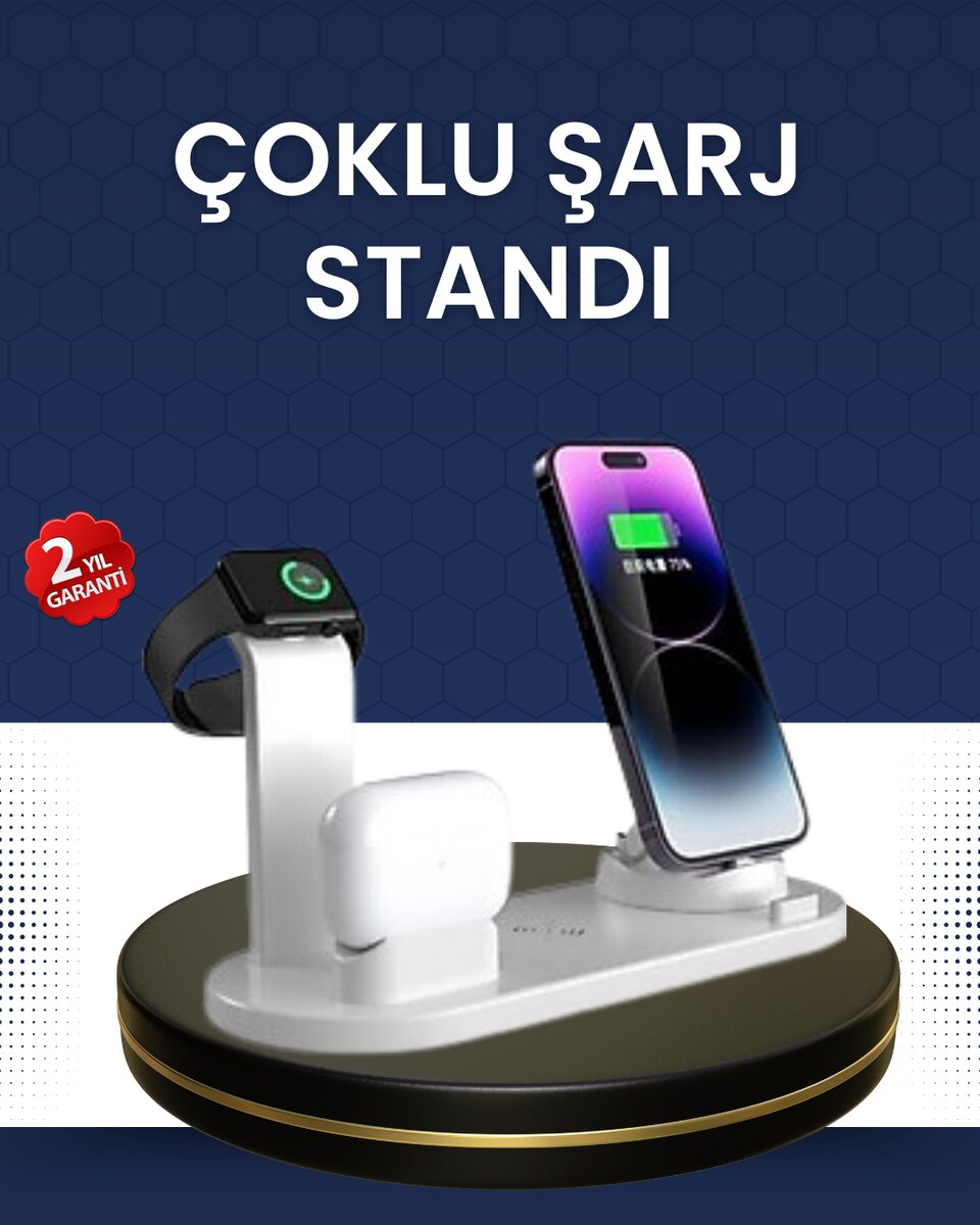 Modern Tasarımlı Çok Fonksiyonlu Kablosuz Şarj Standı 1 Modern Tasarımlı Çok Fonksiyonlu Kablosuz Şarj Standı