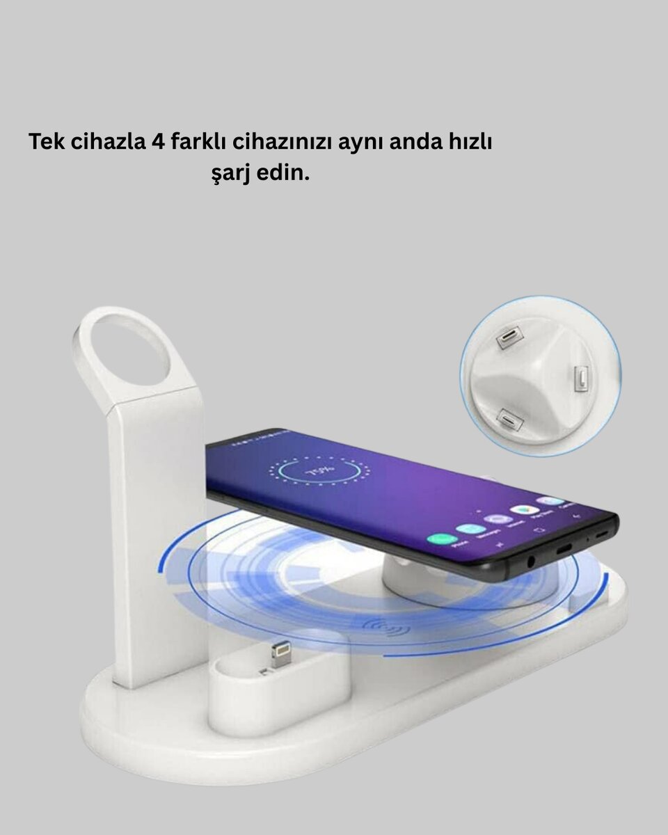 Modern Tasarımlı Çok Fonksiyonlu Kablosuz Şarj Standı 2 Modern Tasarımlı Çok Fonksiyonlu Kablosuz Şarj Standı - Görsel 2