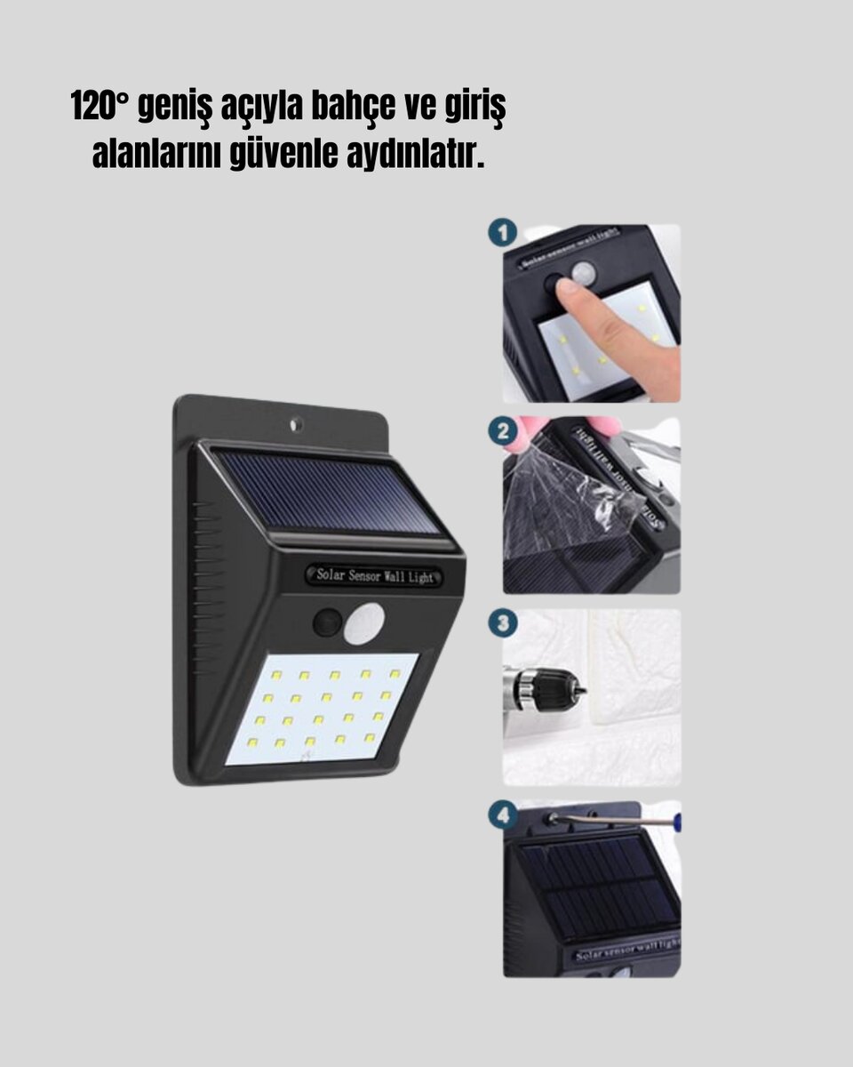 IP65 Dayanıklı Solar Enerjili Dış Cephe Aydınlatma 3 IP65 Dayanıklı Solar Enerjili Dış Cephe Aydınlatma - Görsel 3