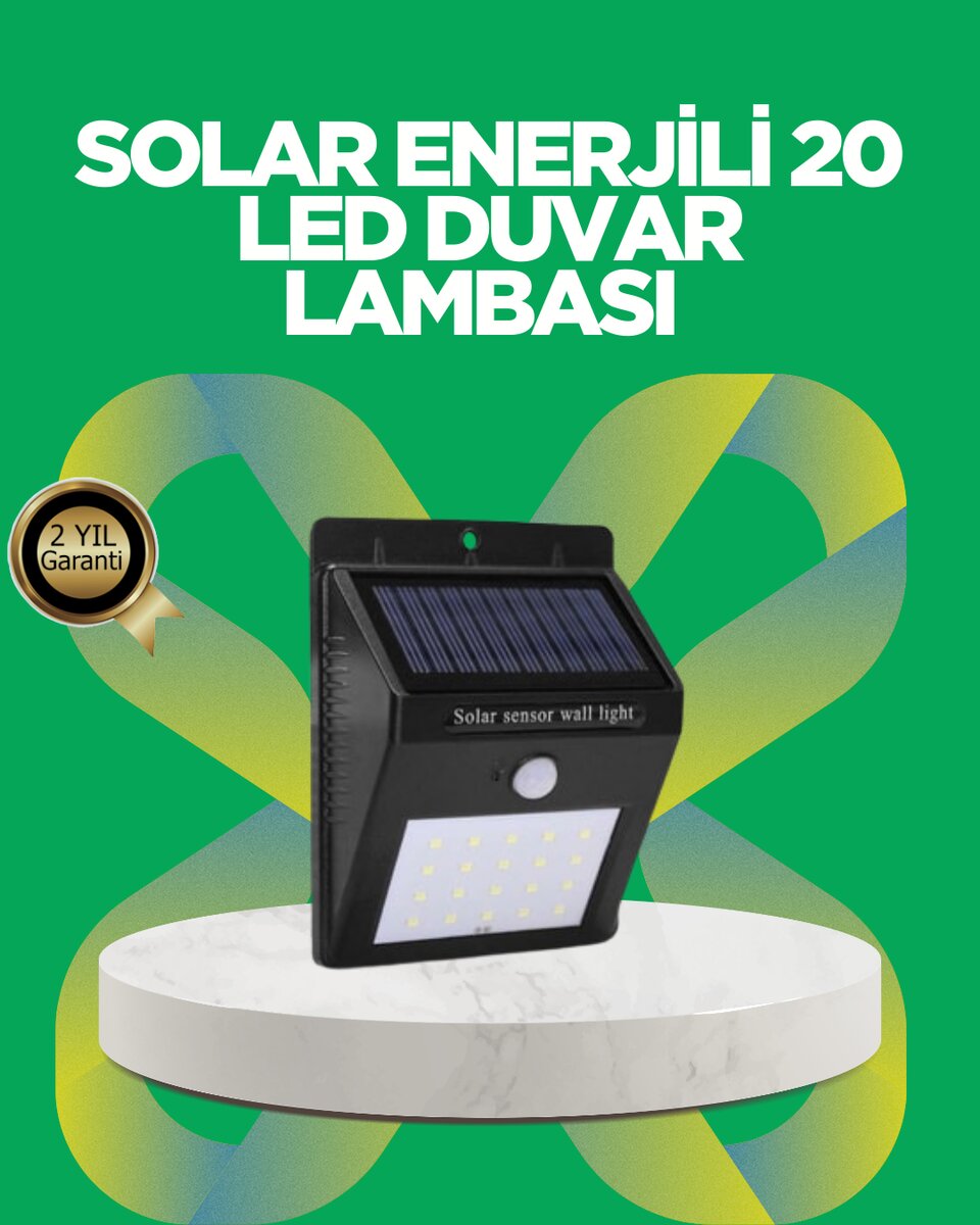 Solar Enerjili 20 LED Hareket Sensörlü Duvar Lambası 1 Solar Enerjili 20 LED Hareket Sensörlü Duvar Lambası