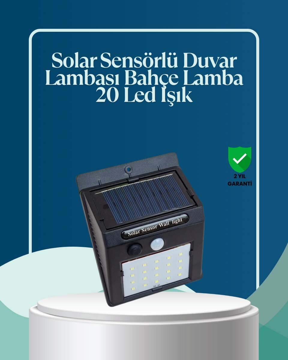 Sensörlü 20 LED Solar Duvar Lambası 3 Metre Algılama Mesafesi 1 Sensörlü 20 LED Solar Duvar Lambası 3 Metre Algılama Mesafesi