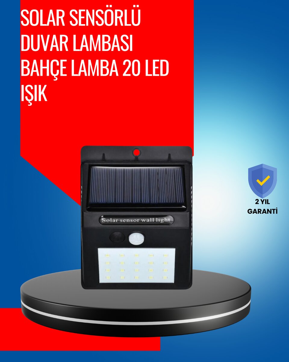 Solar Enerjiyle Çalışan IP65 Su Geçirmez 20 LED Duvar Lambası 1 Solar Enerjiyle Çalışan IP65 Su Geçirmez 20 LED Duvar Lambası