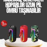 Taşınabilir Şarjlı Bluetooth Hoparlör Güçlü Bas