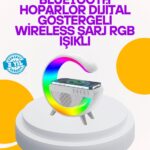 Renkli Işıklı 15W Kablosuz Şarjlı Masa Lambası
