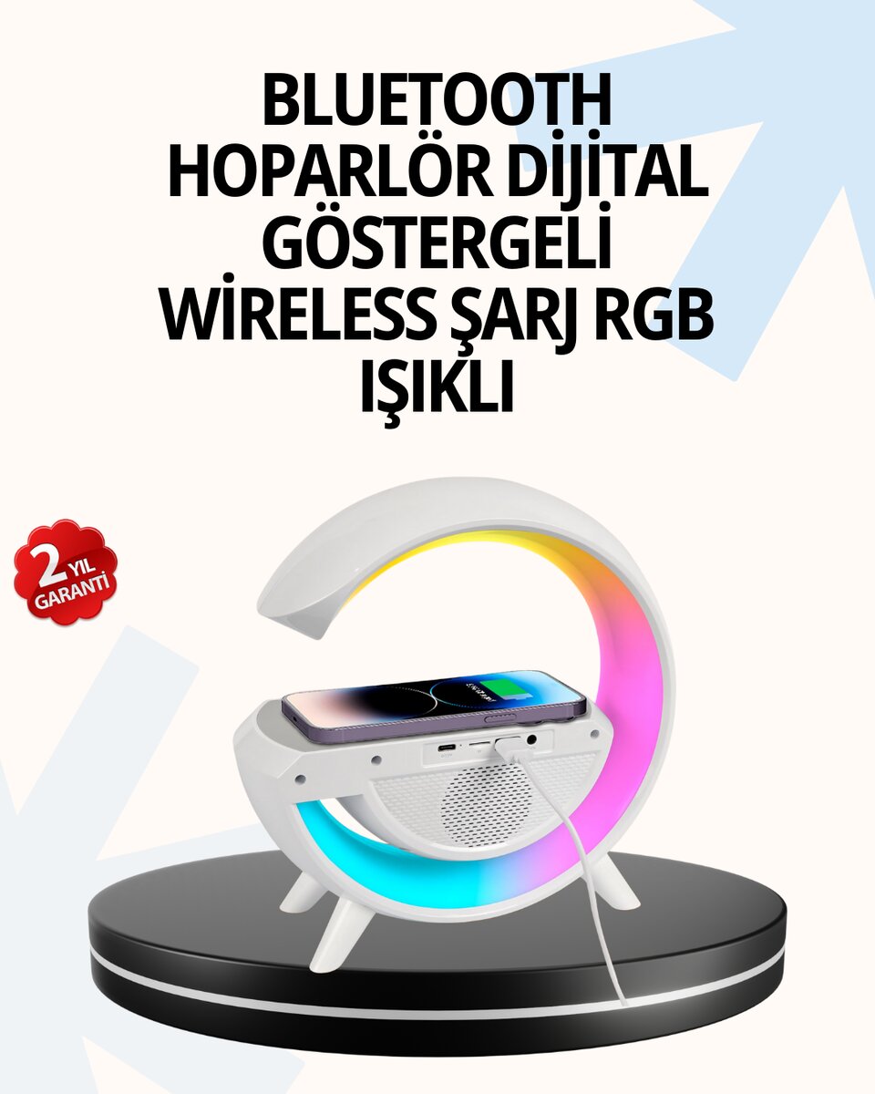15W Hızlı Şarj Destekli LED Atmosfer Işığı ve Alarm Fonksiyonlu Lamba 1 15W Hızlı Şarj Destekli LED Atmosfer Işığı ve Alarm Fonksiyonlu Lamba
