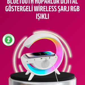 Kablosuz Şarjlı LED Masa Lambası Çalar Saat ve Beyaz Gürültü Özellikli
