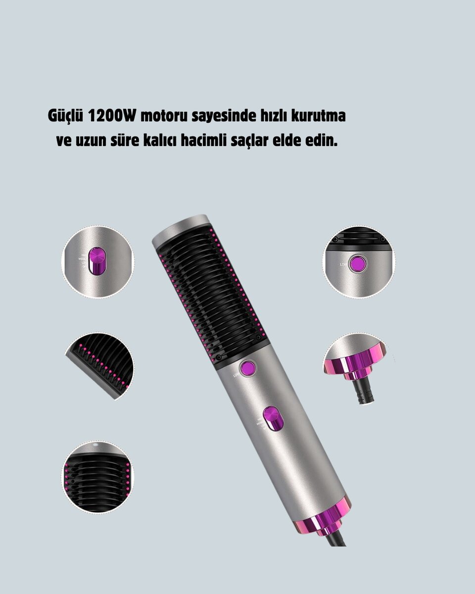 Ergonomik Tasarımlı Hafif ve Taşınabilir Sıcak Hava Fırçası 2 Ergonomik Tasarımlı Hafif ve Taşınabilir Sıcak Hava Fırçası - Görsel 2