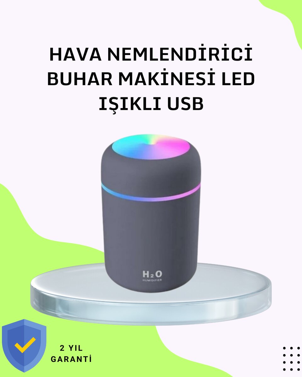 Taşınabilir Hava Nemlendirici – Renkli Işık ve USB Bağlantı 1 Taşınabilir Hava Nemlendirici – Renkli Işık ve USB Bağlantı