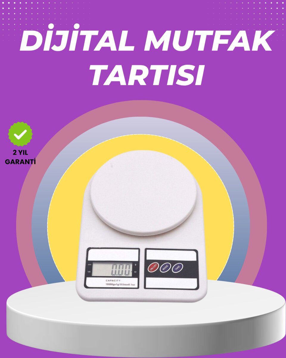 Beyaz Plastik Dijital Mutfak Tartısı – 24x16.8x1.5cm 1 Beyaz Plastik Dijital Mutfak Tartısı – 24x16.8x1.5cm