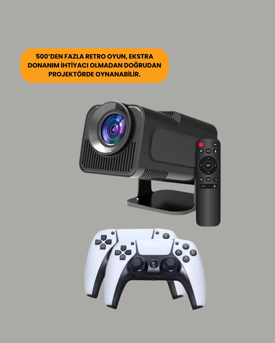1.5 KG Ağırlığında 4500 Retro Oyunlu Multimedya Projektör 4 1.5 KG Ağırlığında 4500 Retro Oyunlu Multimedya Projektör - Görsel 4