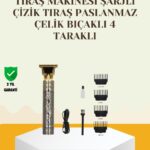 Şarjlı Titanyum Bıçaklı Saç ve Sakal Kesme Makinesi