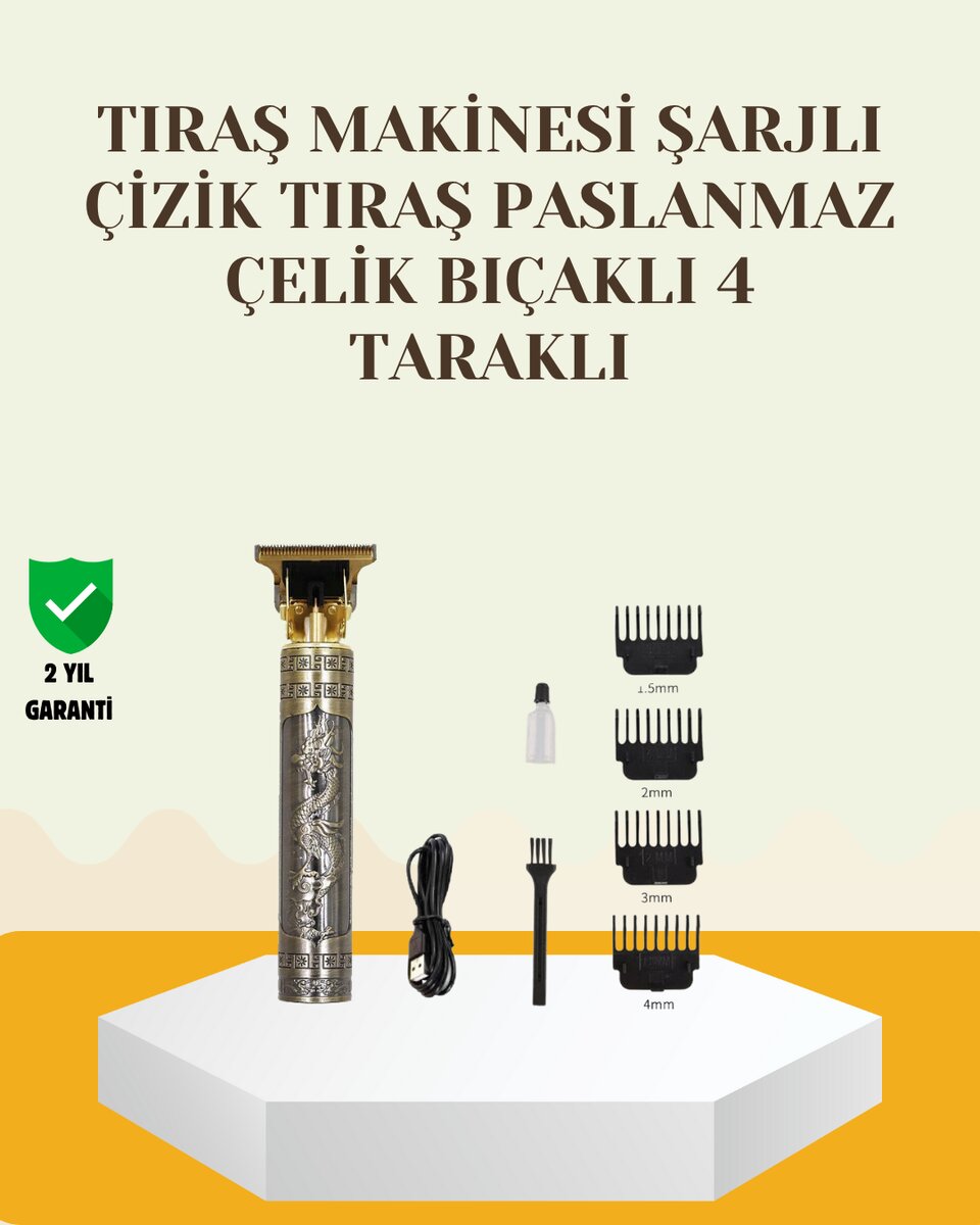 Şarjlı Titanyum Bıçaklı Saç ve Sakal Kesme Makinesi 1 Şarjlı Titanyum Bıçaklı Saç ve Sakal Kesme Makinesi