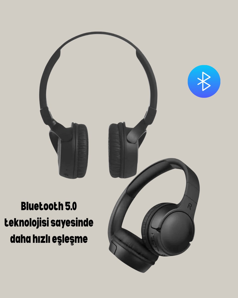 Ayarlanabilir Baş Bantlı Kablosuz Kulak Üstü Kulaklık 2 Ayarlanabilir Baş Bantlı Kablosuz Kulak Üstü Kulaklık - Görsel 2