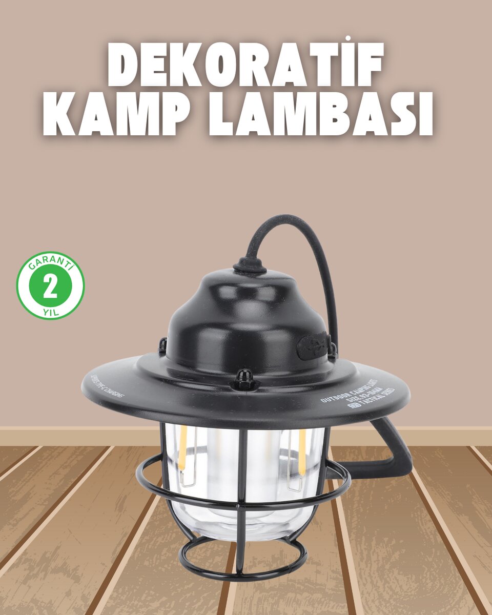 Dekoratif ve Fonksiyonel Taşınabilir Kamp Gece Lambası 1 Dekoratif ve Fonksiyonel Taşınabilir Kamp Gece Lambası