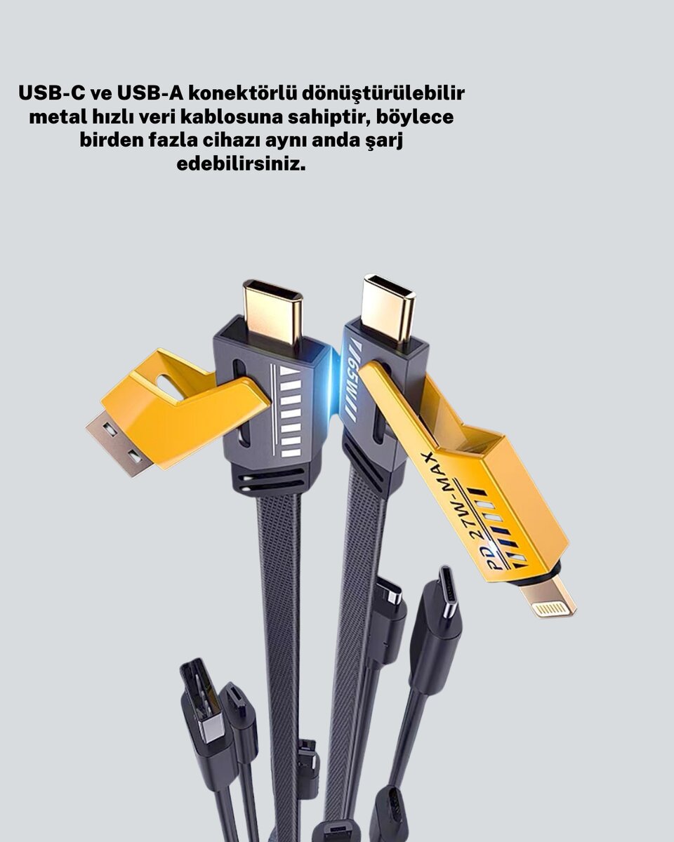 Dayanıklı 4’ü 1 Arada Çok Fonksiyonlu Hızlı Şarj Veri Kablosu 2 Dayanıklı 4’ü 1 Arada Çok Fonksiyonlu Hızlı Şarj Veri Kablosu - Görsel 2