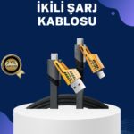 Örgülü Tasarım 4’ü 1 Arada USB-C Lightning Hızlı Şarj Kablosu
