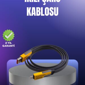 Evrensel Uyumluluklu Dayanıklı Metal Başlıklı Hızlı Şarj Kablosu