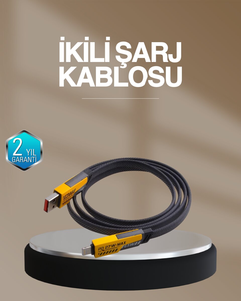 Hızlı Şarj Destekli 65W Örgülü USB-C ve USB-A Çoklu Şarj Kablosu 1 Hızlı Şarj Destekli 65W Örgülü USB-C ve USB-A Çoklu Şarj Kablosu