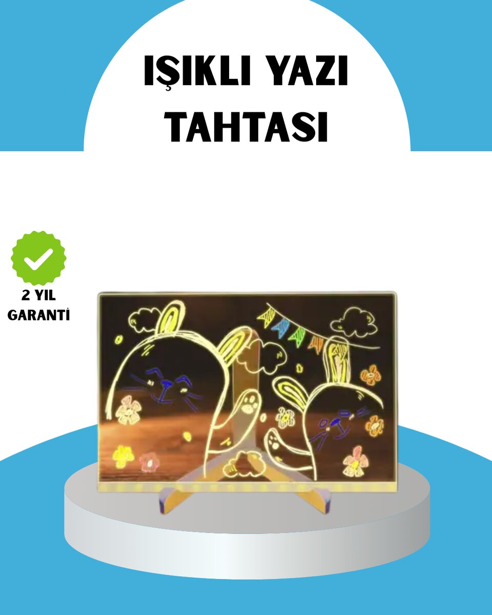Silinebilir LED Mesaj Tahtası 7 Renkli Kalem Dahil 1 Silinebilir LED Mesaj Tahtası 7 Renkli Kalem Dahil