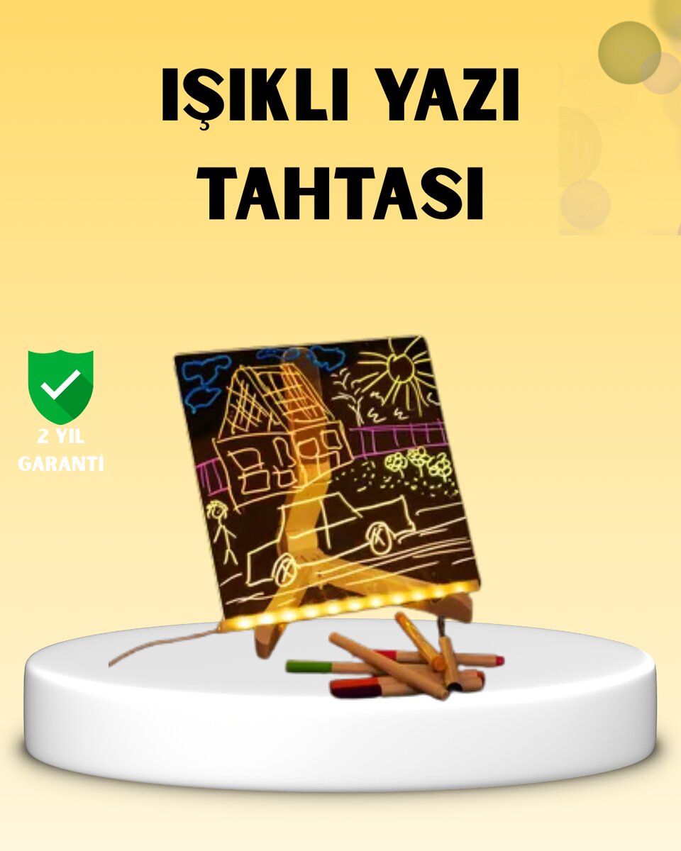 LED Işıklı Akrilik Yazı Tahtası Renkli Kalem Setiyle 1 LED Işıklı Akrilik Yazı Tahtası Renkli Kalem Setiyle