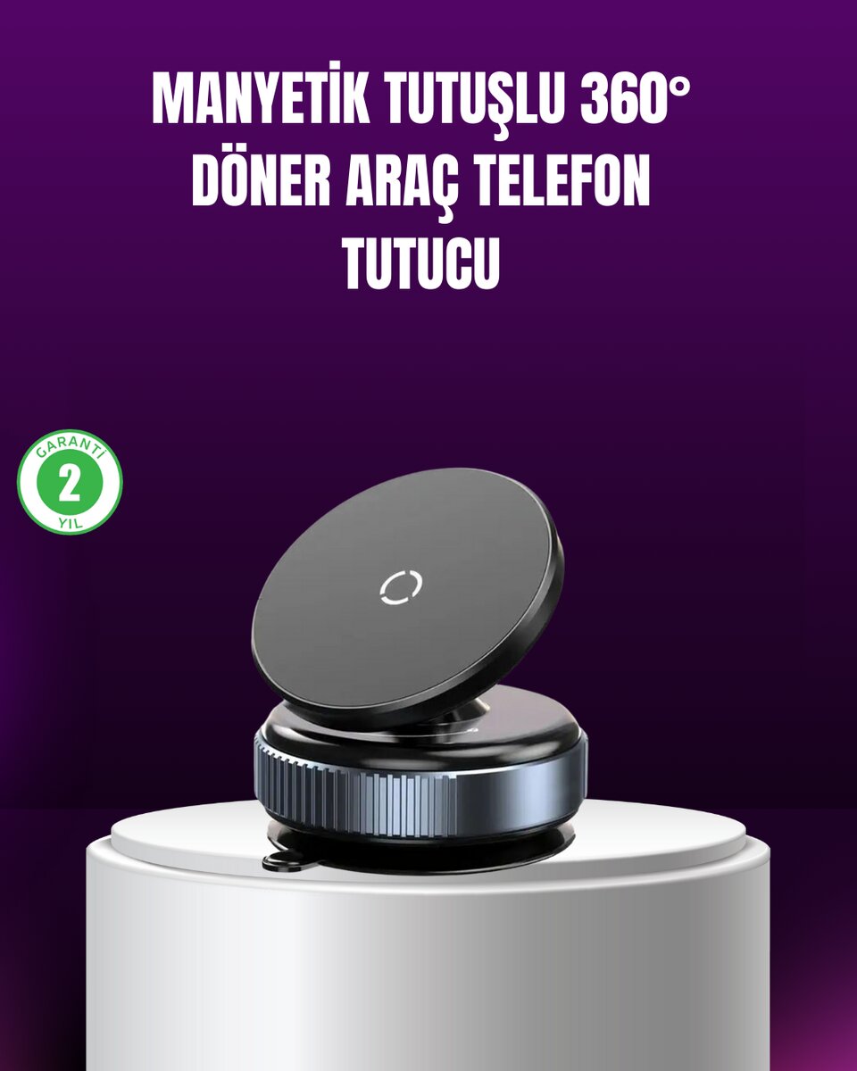 Araç İçi Manyetik Telefon Tutucu 360° Döner Vakumlu Stand 1 Araç İçi Manyetik Telefon Tutucu 360° Döner Vakumlu Stand