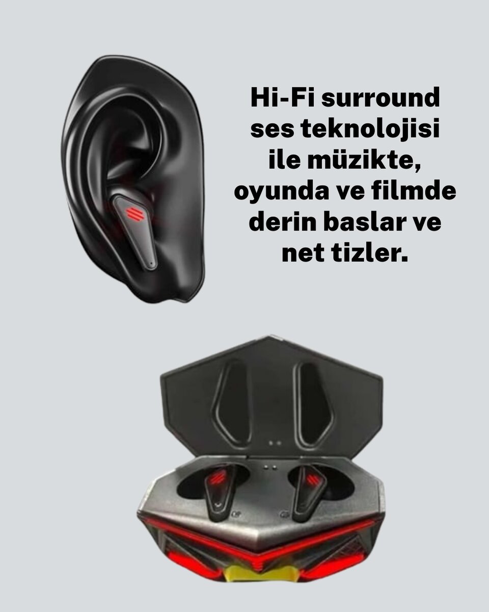 Bluetooth 5.0 Kablosuz Gaming Kulaklık Ergonomik Tasarım 4 Bluetooth 5.0 Kablosuz Gaming Kulaklık Ergonomik Tasarım - Görsel 4