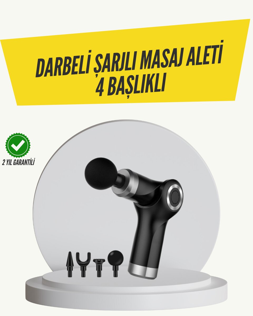 Mini Masaj Tabancası 4 Başlık 6 Hız Ayarlı 1 Mini Masaj Tabancası 4 Başlık 6 Hız Ayarlı