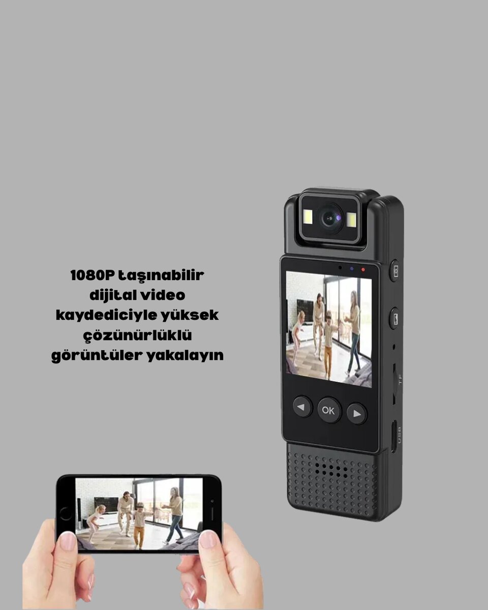Taşınabilir Full HD Mini Kamera TFT Ekranlı 2 Taşınabilir Full HD Mini Kamera TFT Ekranlı - Görsel 2