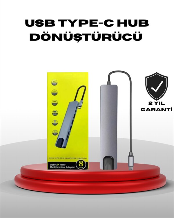 4K HDMI Çıkışlı Gigabit Ethernet'li USB‑C Çoklu Port Hub 1 4K HDMI Çıkışlı Gigabit Ethernet'li USB‑C Çoklu Port Hub