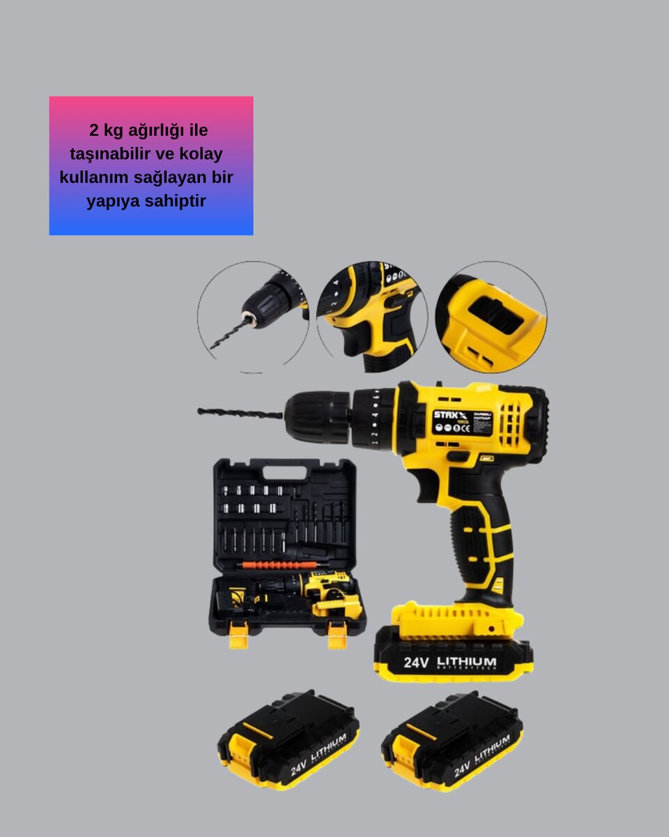 Hafif ve Ergonomik 12V Kablosuz Matkap | Hızlı Şarj ve Uzun Pil Ömrü 2 Hafif ve Ergonomik 12V Kablosuz Matkap | Hızlı Şarj ve Uzun Pil Ömrü - Görsel 2