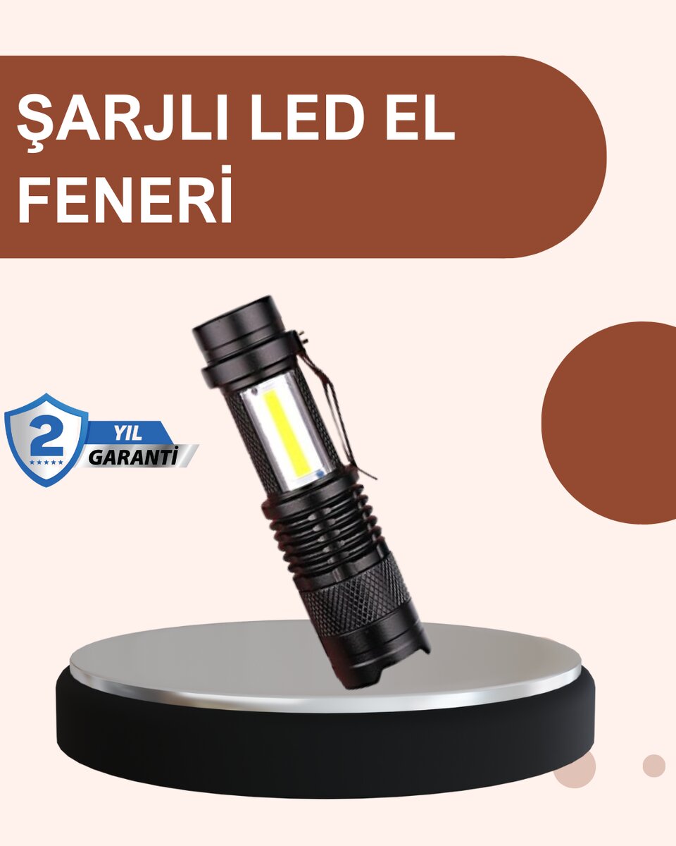 Alüminyum Gövdeli 2000 Lümen Güçlü LED El Feneri 1 Alüminyum Gövdeli 2000 Lümen Güçlü LED El Feneri