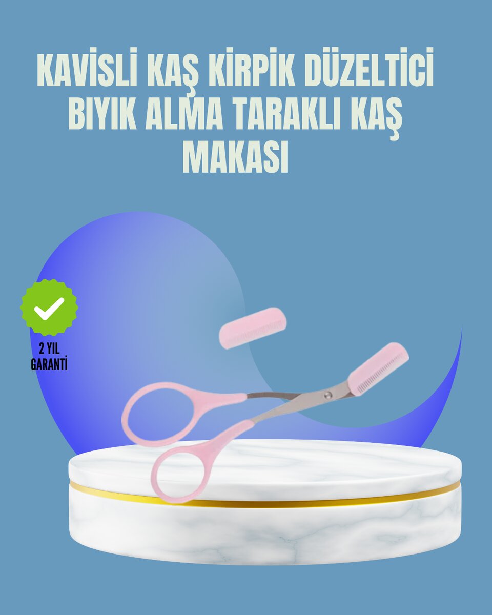 Tarak ve Fırça Başlıklı Kaş Şekillendirme Makası 1 Tarak ve Fırça Başlıklı Kaş Şekillendirme Makası