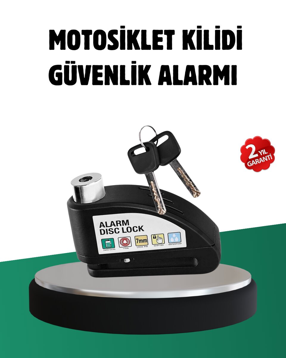Titreşim Sensörlü Alarm Disk Kilidi Motosiklet Scooter Bisiklet 1 Titreşim Sensörlü Alarm Disk Kilidi Motosiklet Scooter Bisiklet