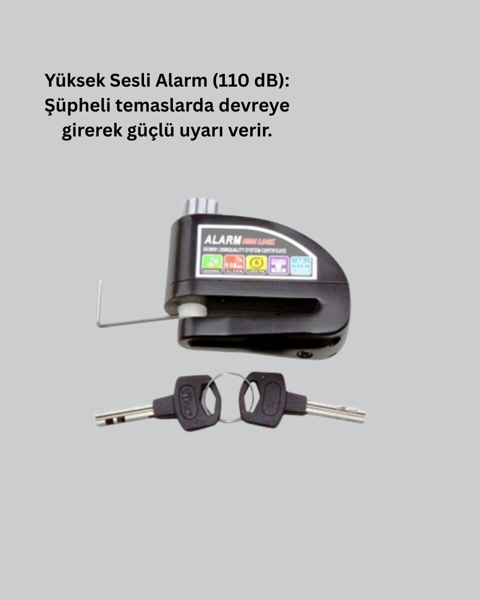 Motosiklet Scooter Bisiklet Tekerlek Disk Kilidi Alarmlı Güvenlik 2 Motosiklet Scooter Bisiklet Tekerlek Disk Kilidi Alarmlı Güvenlik - Görsel 2