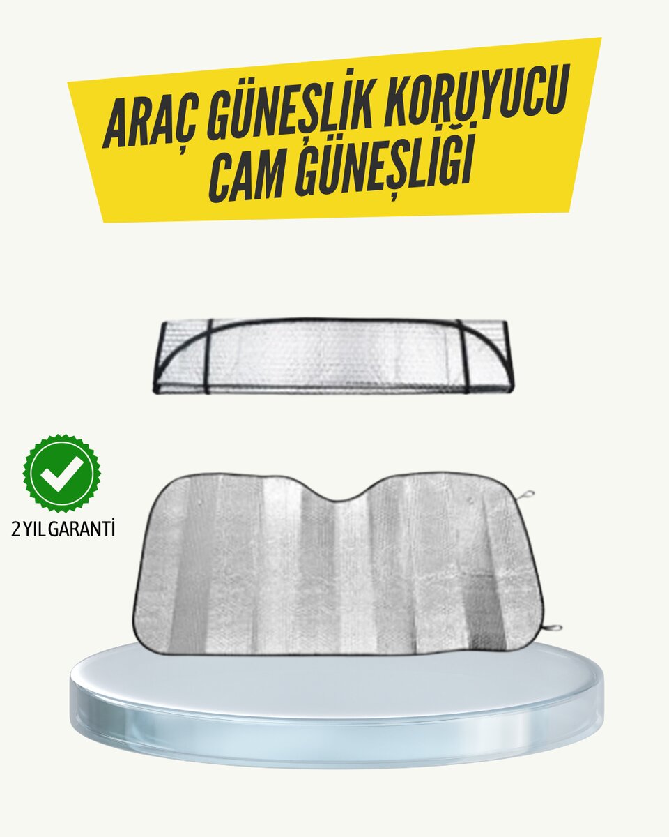 Metalize Reflektörlü Katlanabilir Araç Güneşliği – Yüksek Performanslı Isı ve UV Koruması 1 Metalize Reflektörlü Katlanabilir Araç Güneşliği – Yüksek Performanslı Isı ve UV Koruması