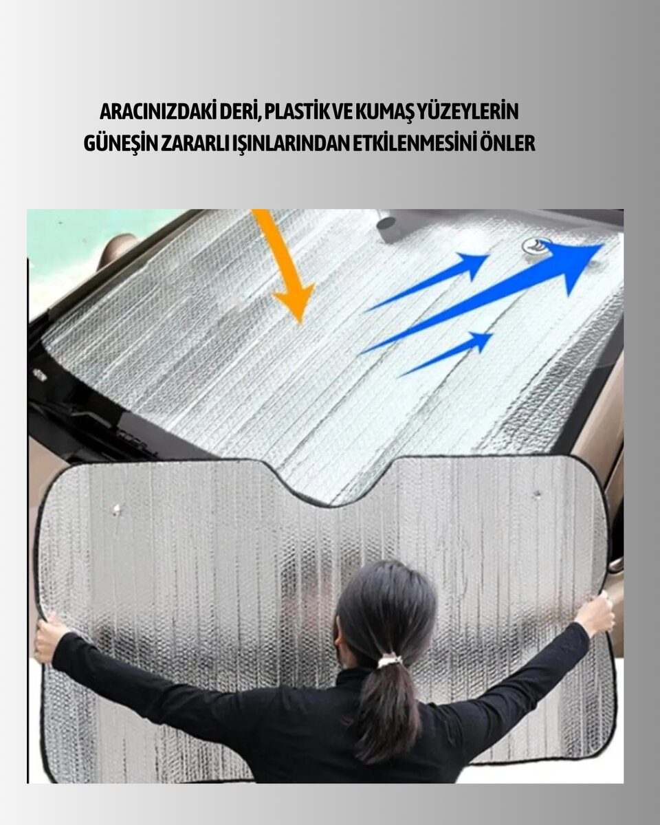 Metalize Reflektörlü Katlanabilir Araç Güneşliği – Yüksek Performanslı Isı ve UV Koruması 2 Metalize Reflektörlü Katlanabilir Araç Güneşliği – Yüksek Performanslı Isı ve UV Koruması - Görsel 2