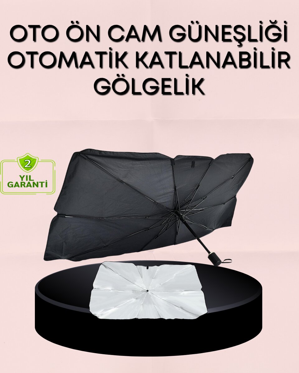 UV Korumalı Şemsiye Tipi Oto Güneşliği - Geniş Araç Uyumu 1 UV Korumalı Şemsiye Tipi Oto Güneşliği - Geniş Araç Uyumu