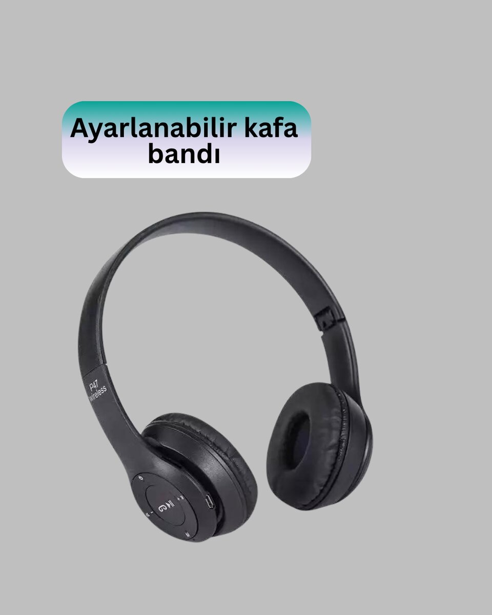 Bluetooth 5.0 Kablosuz Kulak Üstü Kulaklık | Stereo Ses ve Katlanabilir Tasarım 3 Bluetooth 5.0 Kablosuz Kulak Üstü Kulaklık | Stereo Ses ve Katlanabilir Tasarım - Görsel 3