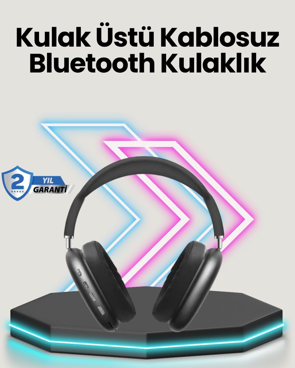 Bluetooth V5.0 Kablosuz Kulak Üstü Kulaklık | Katlanabilir Mikro USB Girişli 1 Bluetooth V5.0 Kablosuz Kulak Üstü Kulaklık | Katlanabilir Mikro USB Girişli