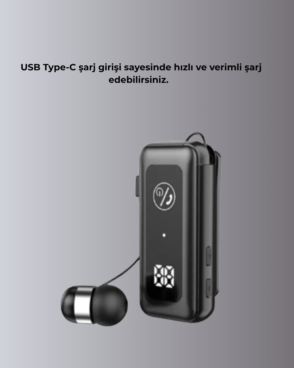 İçi Sarılabilen Kablo ve Yaka Klipsli Bluetooth Kulaklık 2 İçi Sarılabilen Kablo ve Yaka Klipsli Bluetooth Kulaklık - Görsel 2