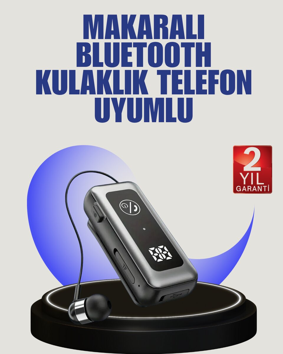 İçi Sarılabilen Kablo ve Yaka Klipsli Bluetooth Kulaklık 1 İçi Sarılabilen Kablo ve Yaka Klipsli Bluetooth Kulaklık