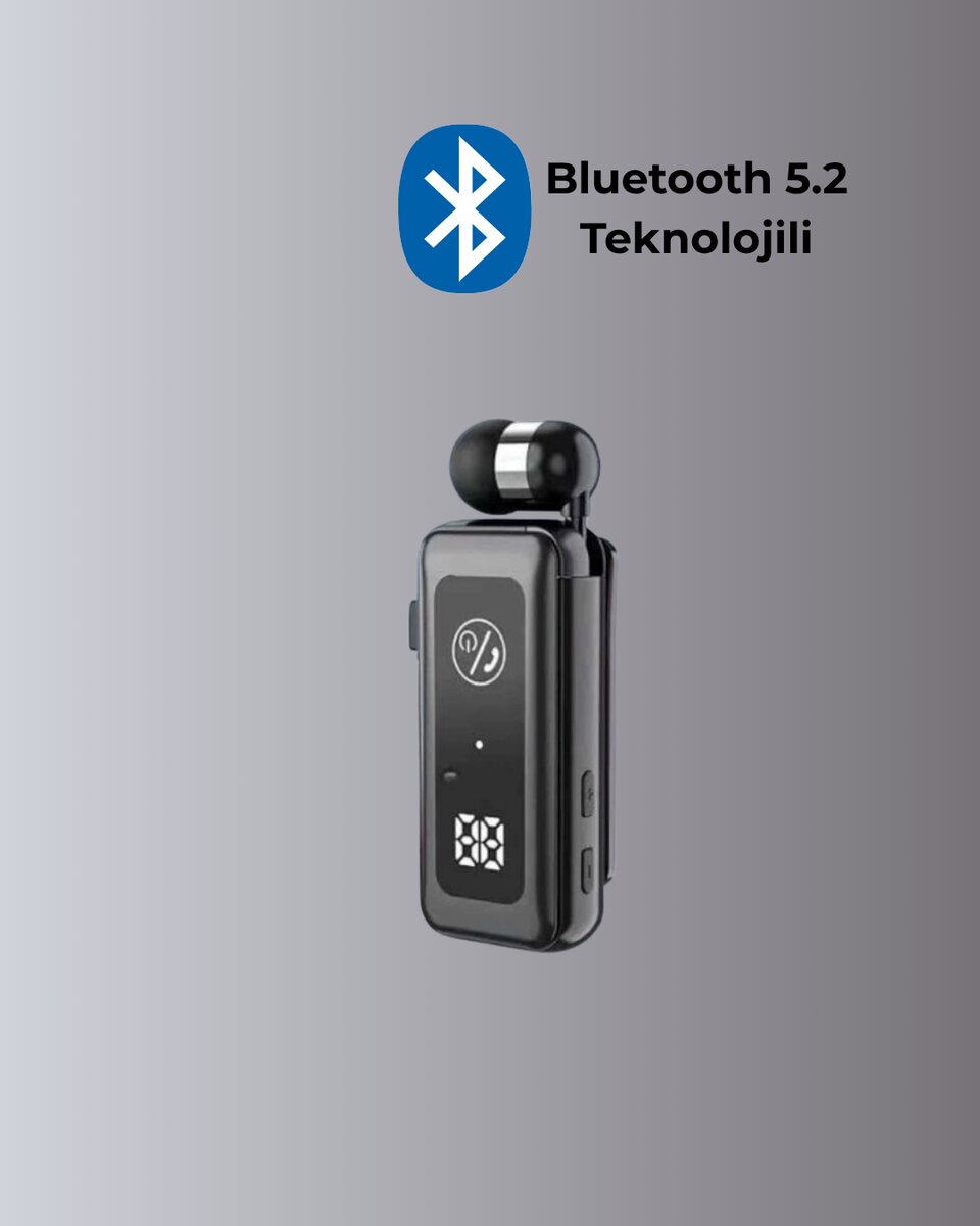 Bluetooth 5.2 Kablolu Makaralı Kulaklık | Dijital Ekran ve Titreşimli Bildirim 3 Bluetooth 5.2 Kablolu Makaralı Kulaklık | Dijital Ekran ve Titreşimli Bildirim - Görsel 3