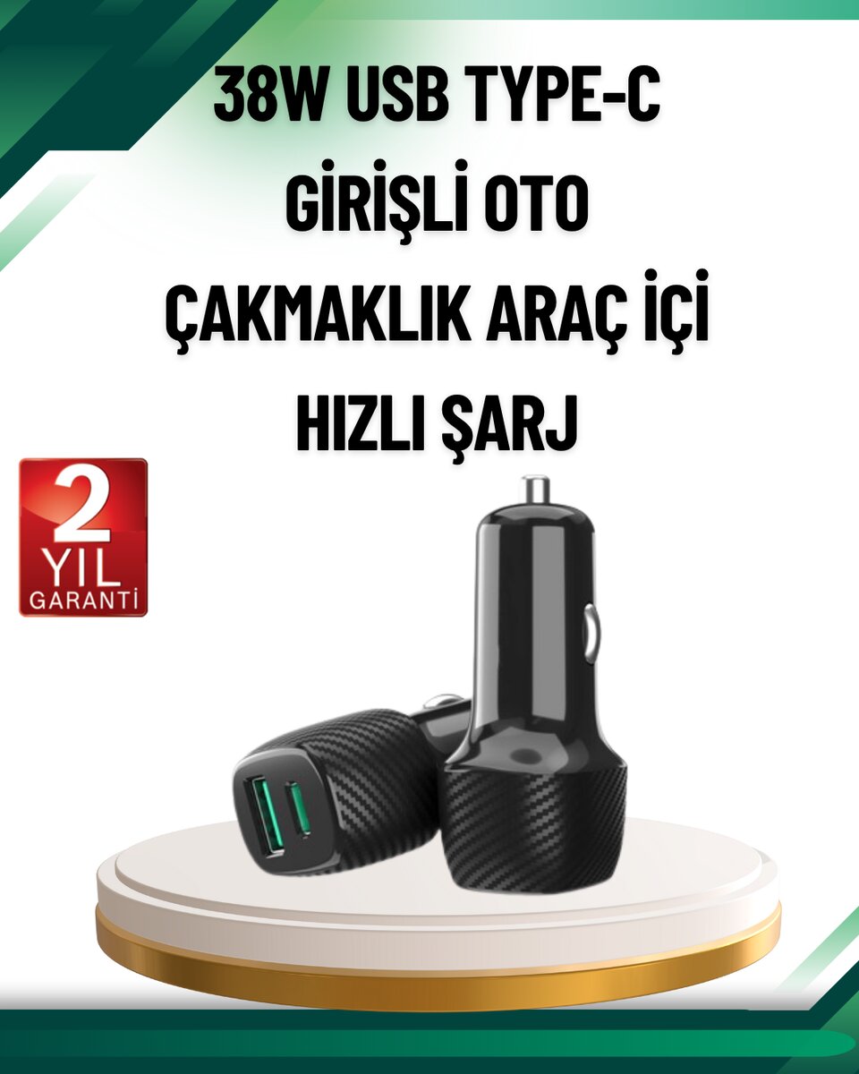3A Güç Kapasiteli USB & Type-C Çakmaklık Şarj Adaptörü 1 3A Güç Kapasiteli USB & Type-C Çakmaklık Şarj Adaptörü