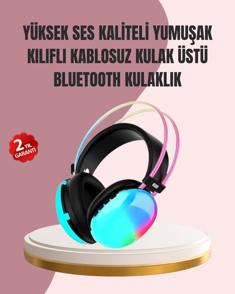 Düşük Gecikmeli Bluetooth 5.3 Gaming Kulaklık – RGB Işıklı 1 Düşük Gecikmeli Bluetooth 5.3 Gaming Kulaklık – RGB Işıklı