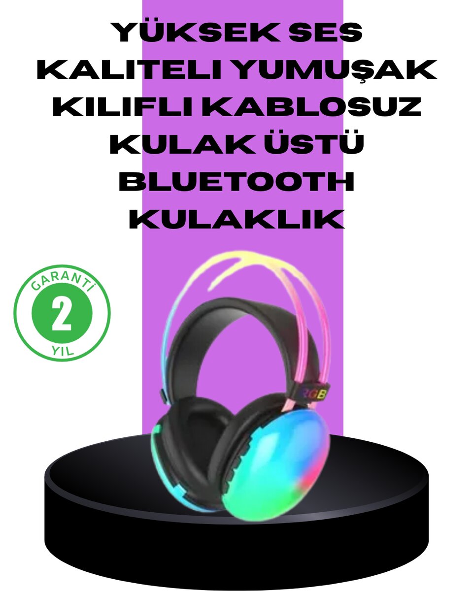 RGB Aydınlatmalı Kablosuz Bluetooth Oyuncu Kulaklığı 1 RGB Aydınlatmalı Kablosuz Bluetooth Oyuncu Kulaklığı