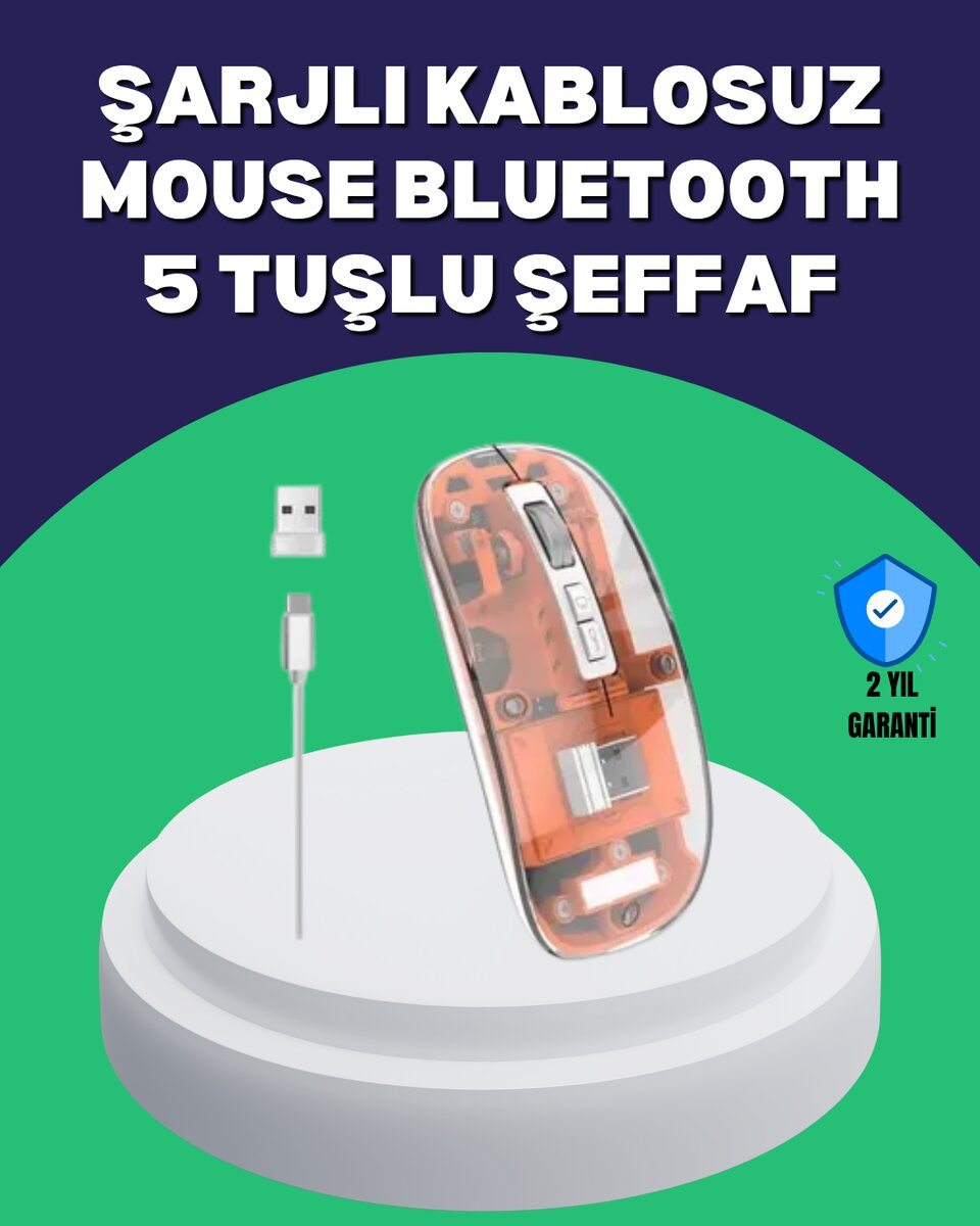 Sessiz ve Ergonomik Kablosuz Fare - 30 Gün Kullanım, 2 Modlu Bağlantı 1 Sessiz ve Ergonomik Kablosuz Fare - 30 Gün Kullanım, 2 Modlu Bağlantı