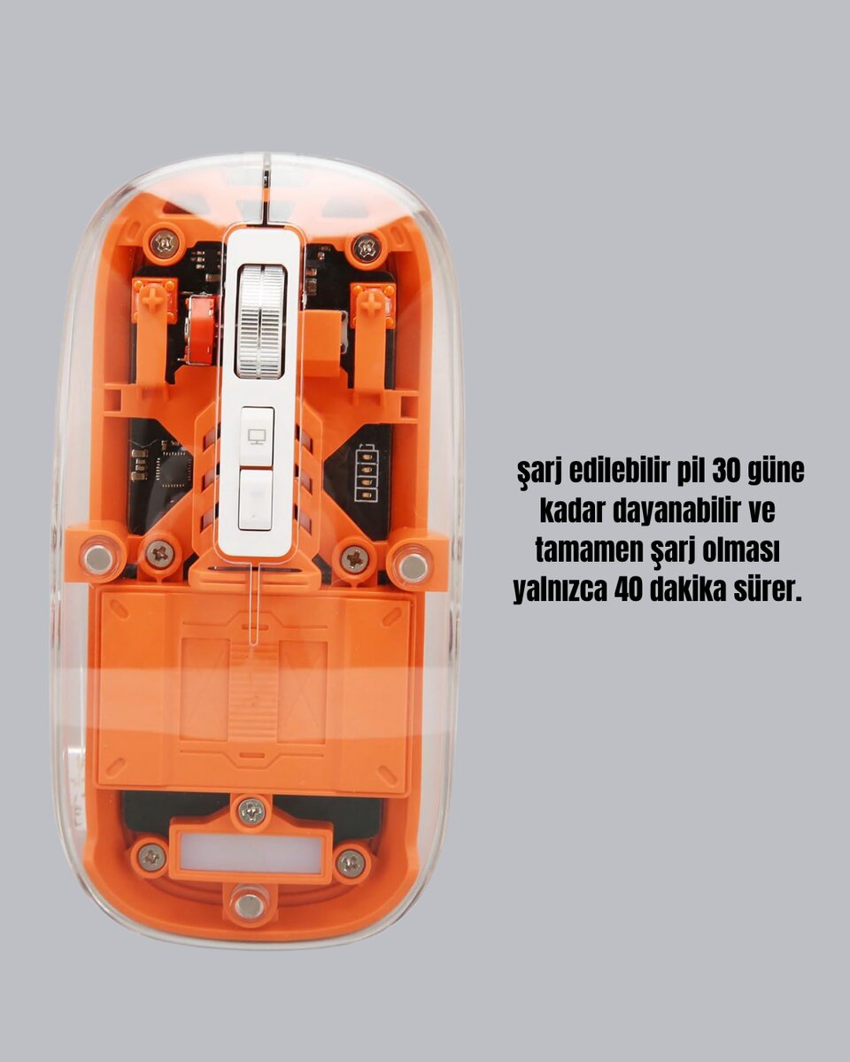 Sessiz ve Ergonomik Kablosuz Fare - 30 Gün Kullanım, 2 Modlu Bağlantı 3 Sessiz ve Ergonomik Kablosuz Fare - 30 Gün Kullanım, 2 Modlu Bağlantı - Görsel 3