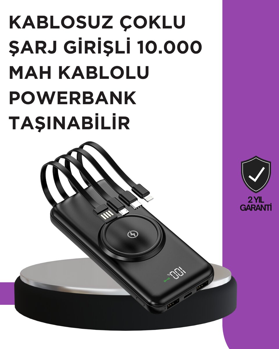 Çoklu Cihaz Uyumu ile Kablolu ve Kablosuz Şarj – Pratik Powerbank 1 Çoklu Cihaz Uyumu ile Kablolu ve Kablosuz Şarj – Pratik Powerbank